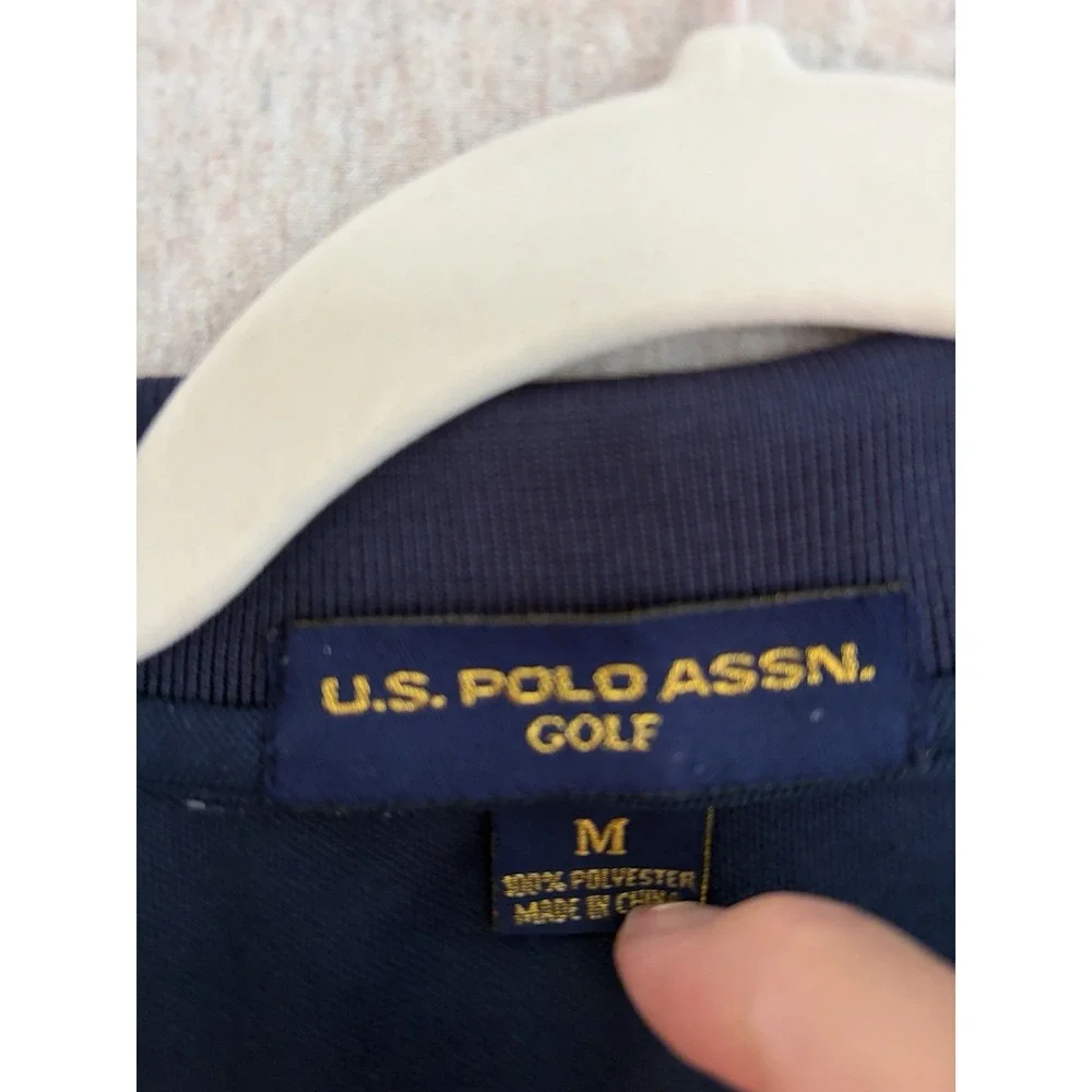 US‎ Polo Assn. Men's Short Sleeve Navy Collared Golf Polo Shirt Size Medium